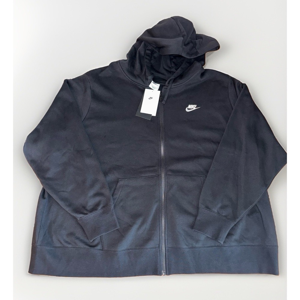 NWT Nike Full Zip Hoodie Women's Jacket Black Cotton/Polyester Blend Plus Sz: 3X